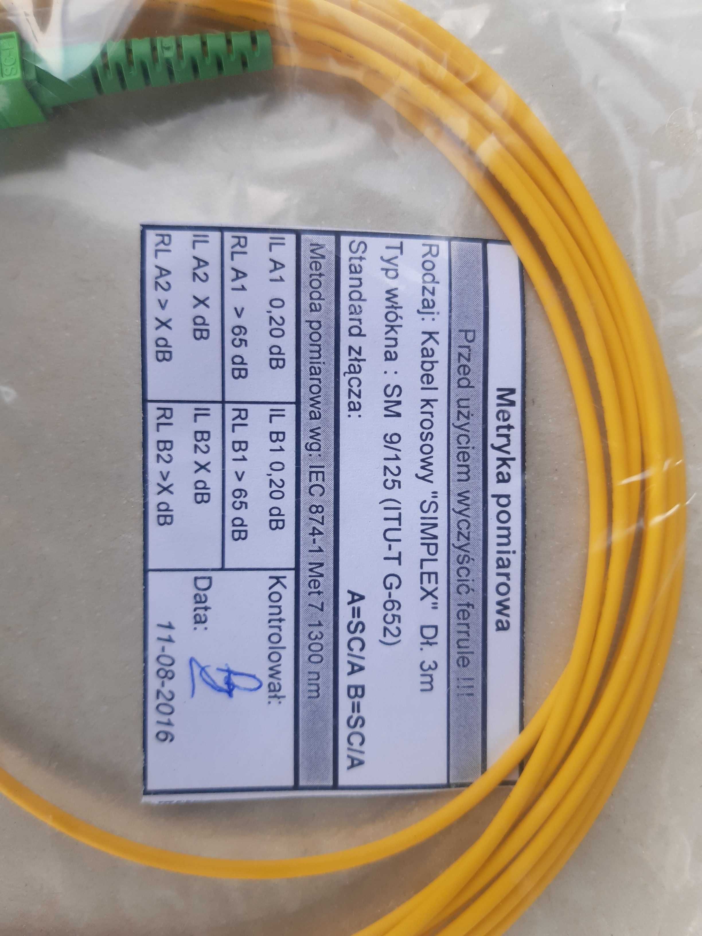 Kabel krosowy Simplex  9/125   SC/A -SC/A  G-625  3m  FV