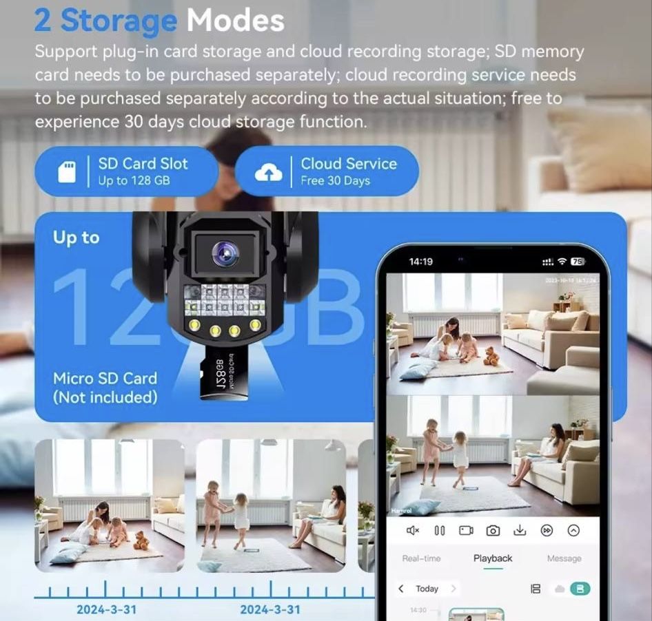 Kamera WiFi 12MP 6K trzy obiektywy kamera IP PTZ Noktowizor