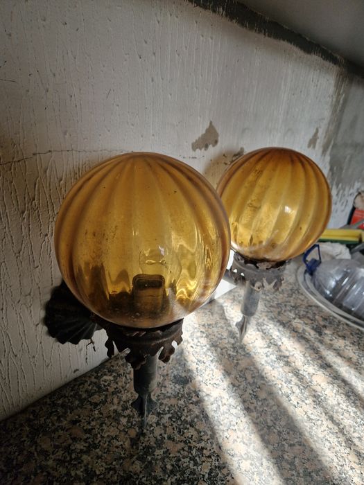 Apliques de parede com bolas de vidro anos 60/70