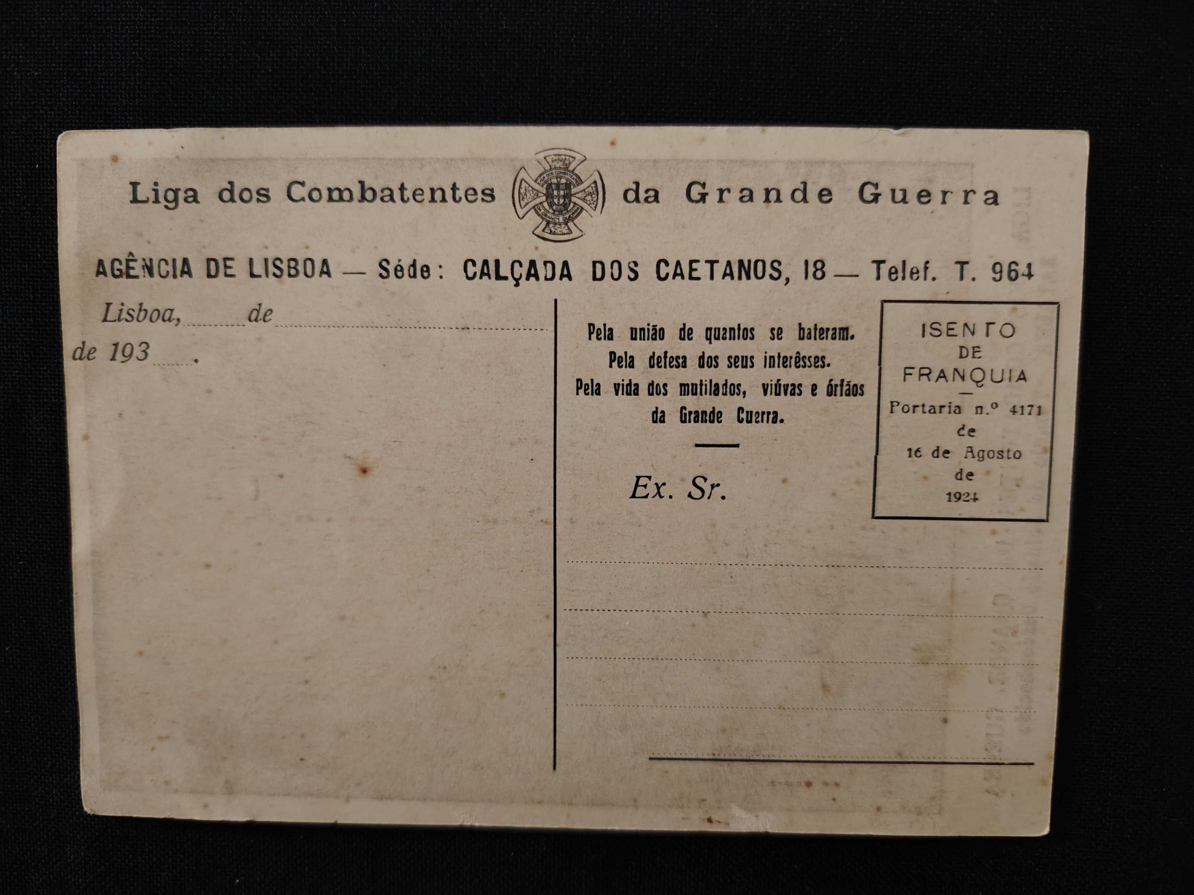 Postal Liga dos Combatentes da Grande Guerra