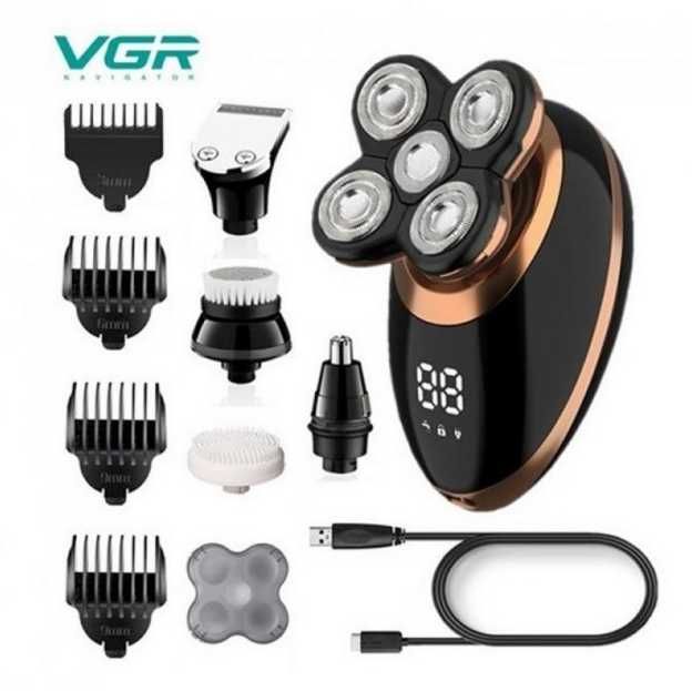 Акумуляторна роторна електробритва VGR V-316 з тримером 5 в 1 IPX5