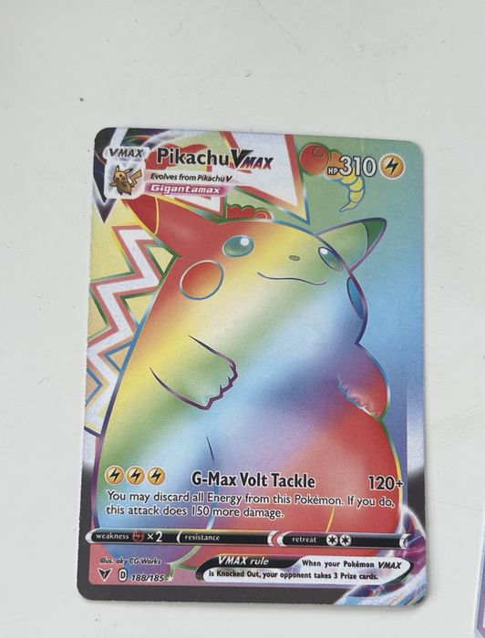 karta pokemon pikachu v max tęczowa