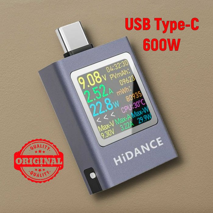 USB 600 W - Тестер юсб измерения DC 4.5–50 вольт с цветным дисплеем