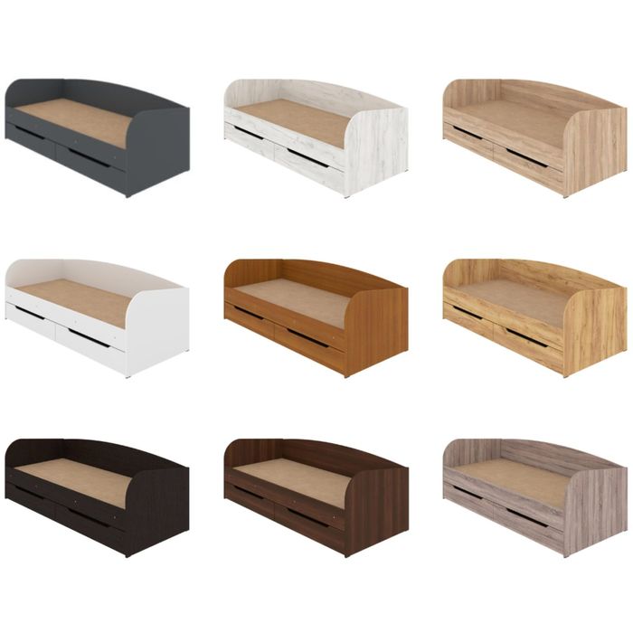 Кровать односпальная СОНЯ 80х190 с ящиками 3 варианта / 10 цветов