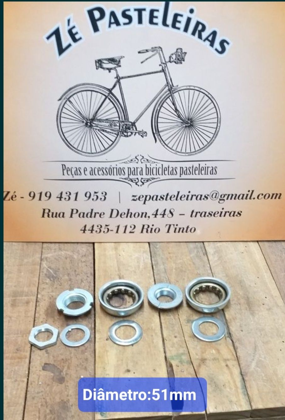 Caixa de direcção / Caixa pedaleira c/ eixo para bicicleta pasteleira