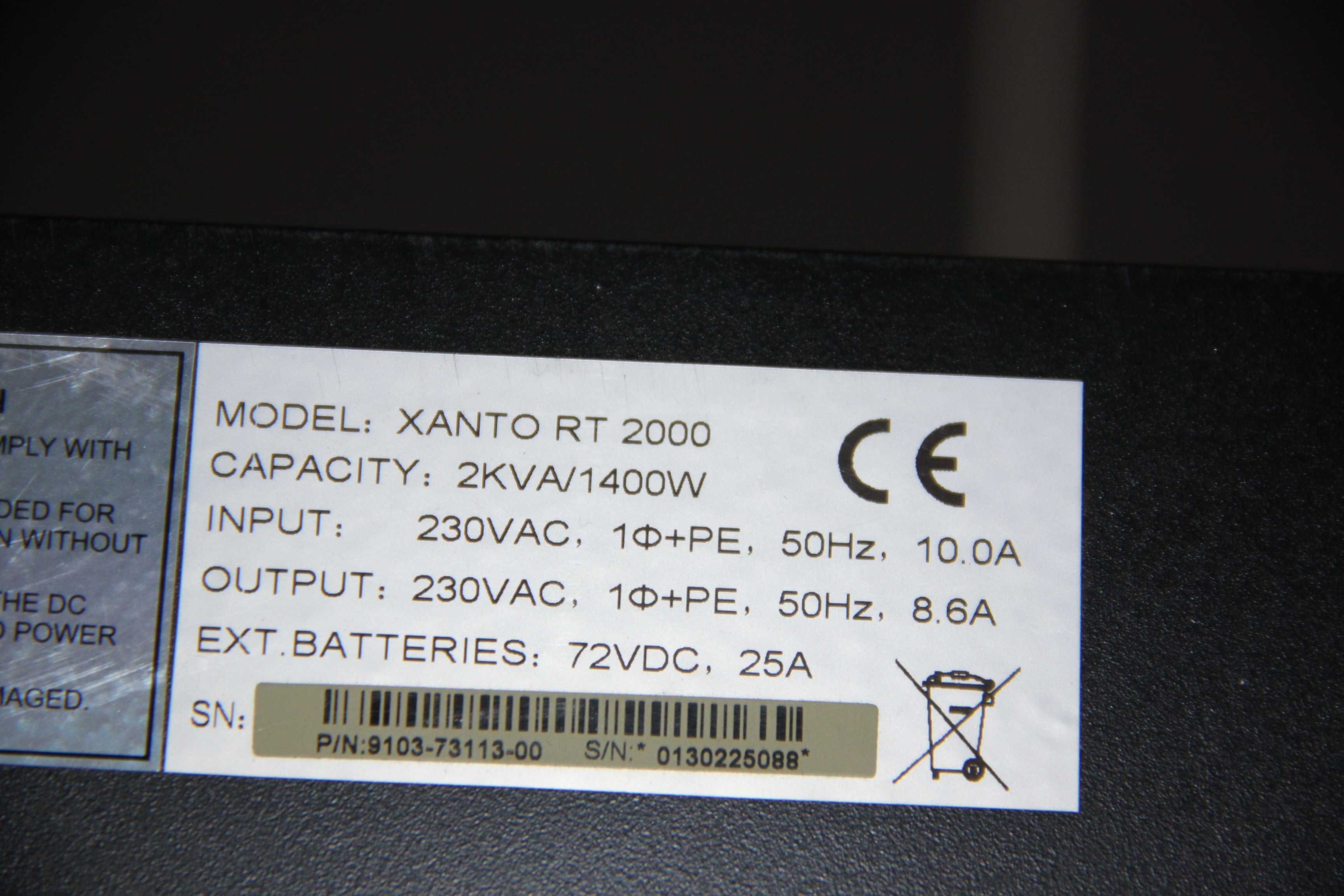 UPS system  zasilacz XANTO RT 2000 2 KVA /1400 W