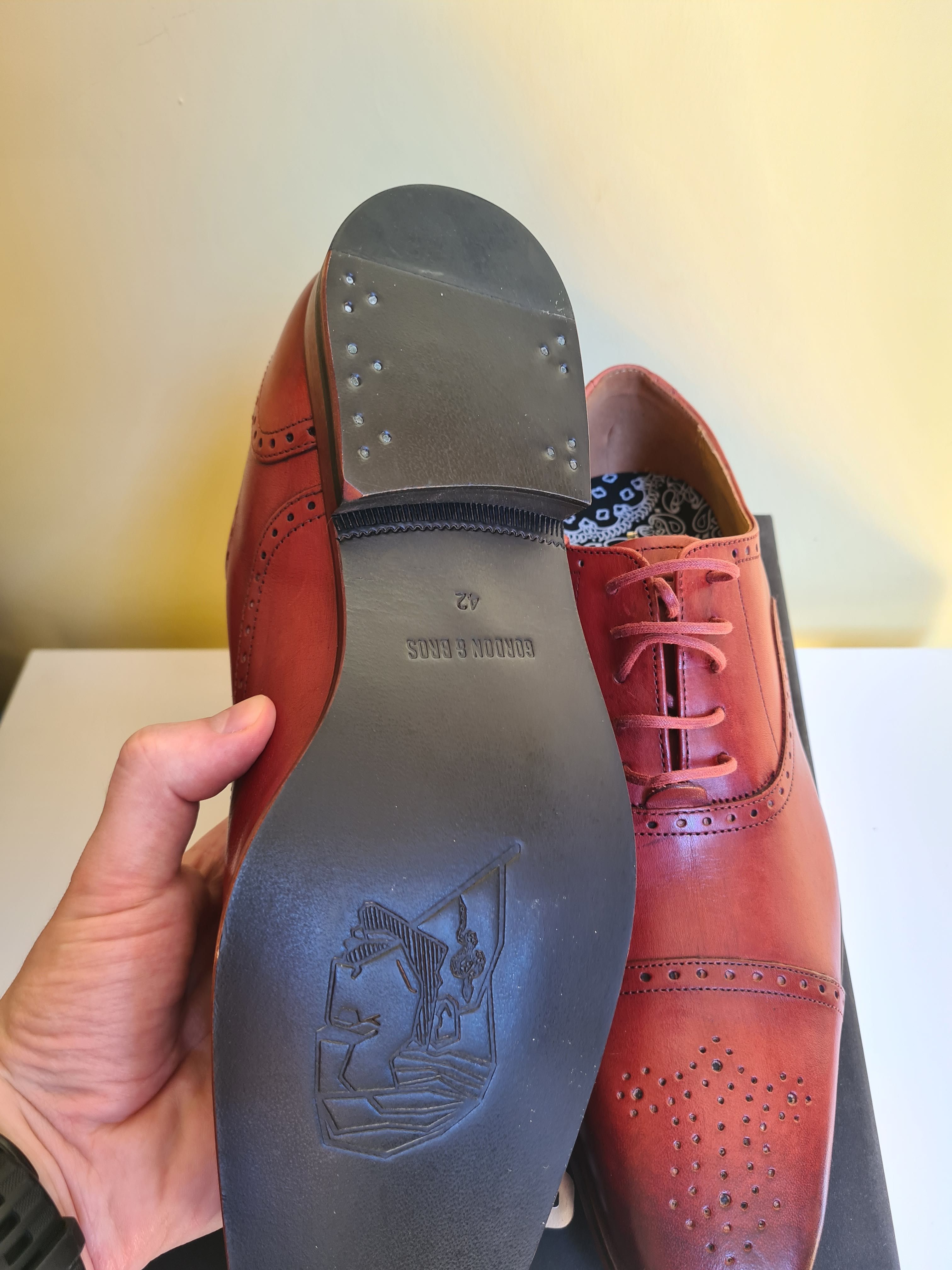 Gordon and Bros Lucquin Crust Red Półbuty Męskie Skóra roz 42