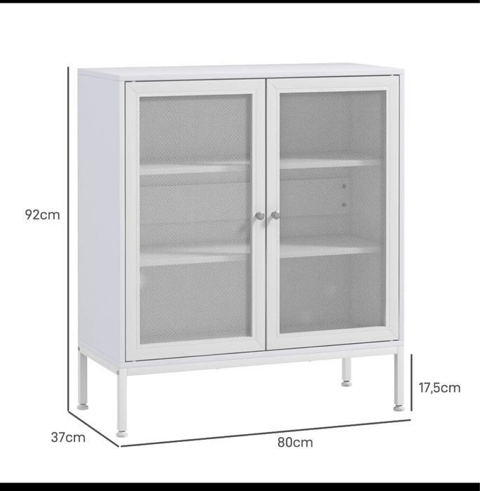Aparador branco com portas de malha