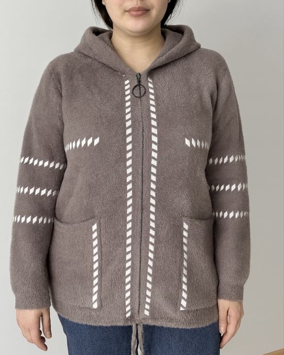 Кардиган куртка із альпаки батали великого розміру красива Альпака