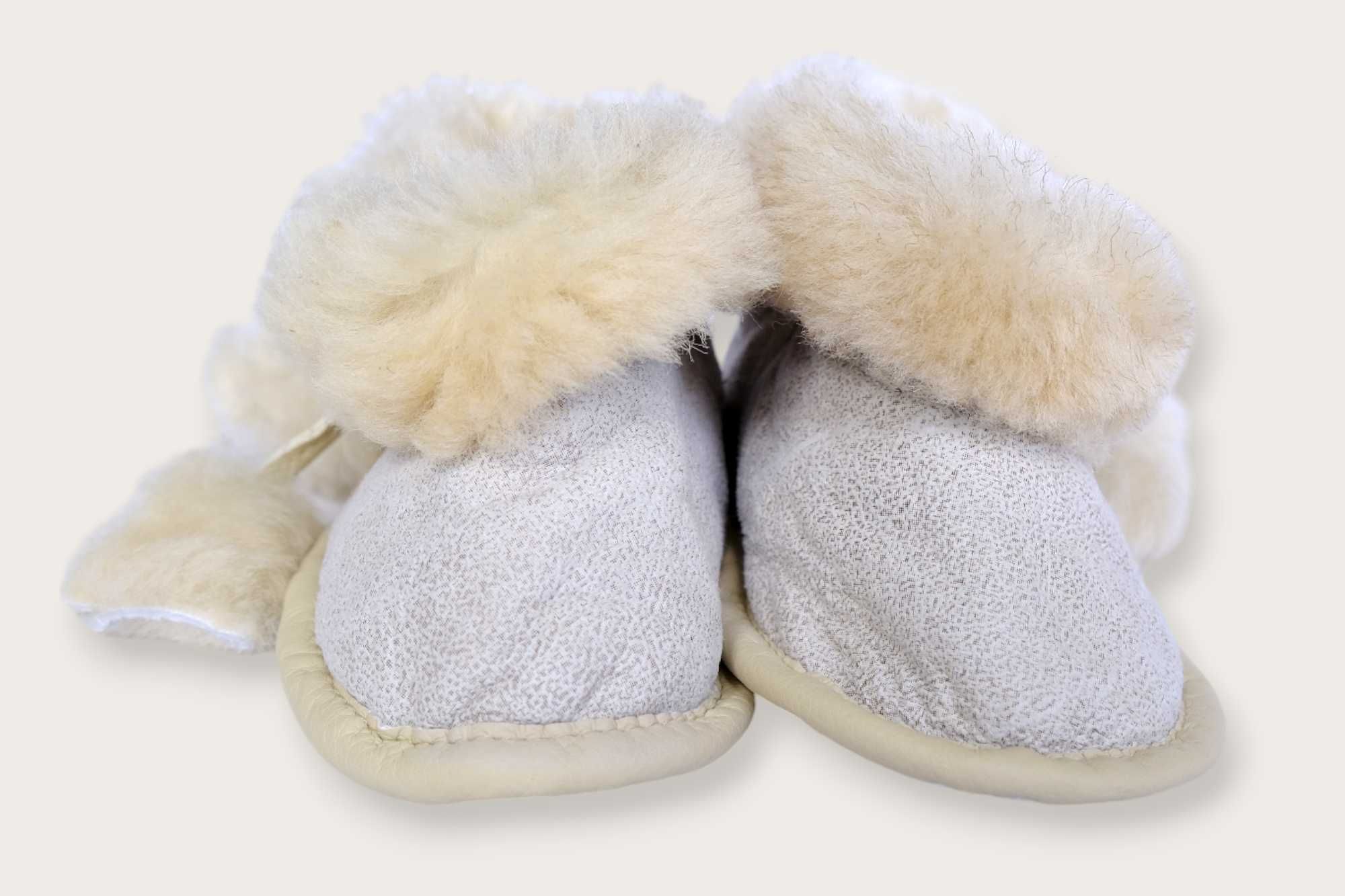 Bamboszki góralskie paputki niechodki buciki naturalna skórzane 12cm