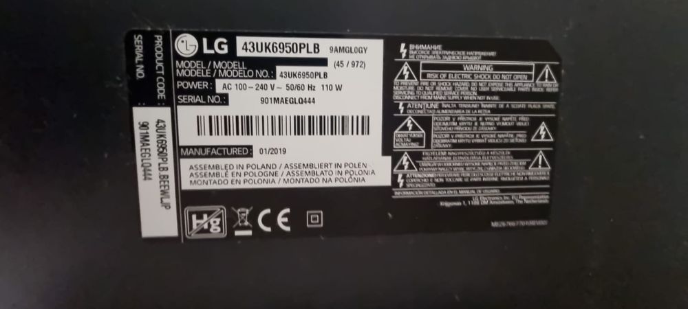 Telewizor LG 43UK6950PLB