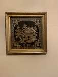 QUADRO BORDADO ASSINADO "G.M." 0,20 X 0,20 CM