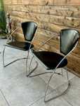 2 Włoskie skórzane chromowane krzesła Arrben lata 1970 Bauhaus Design