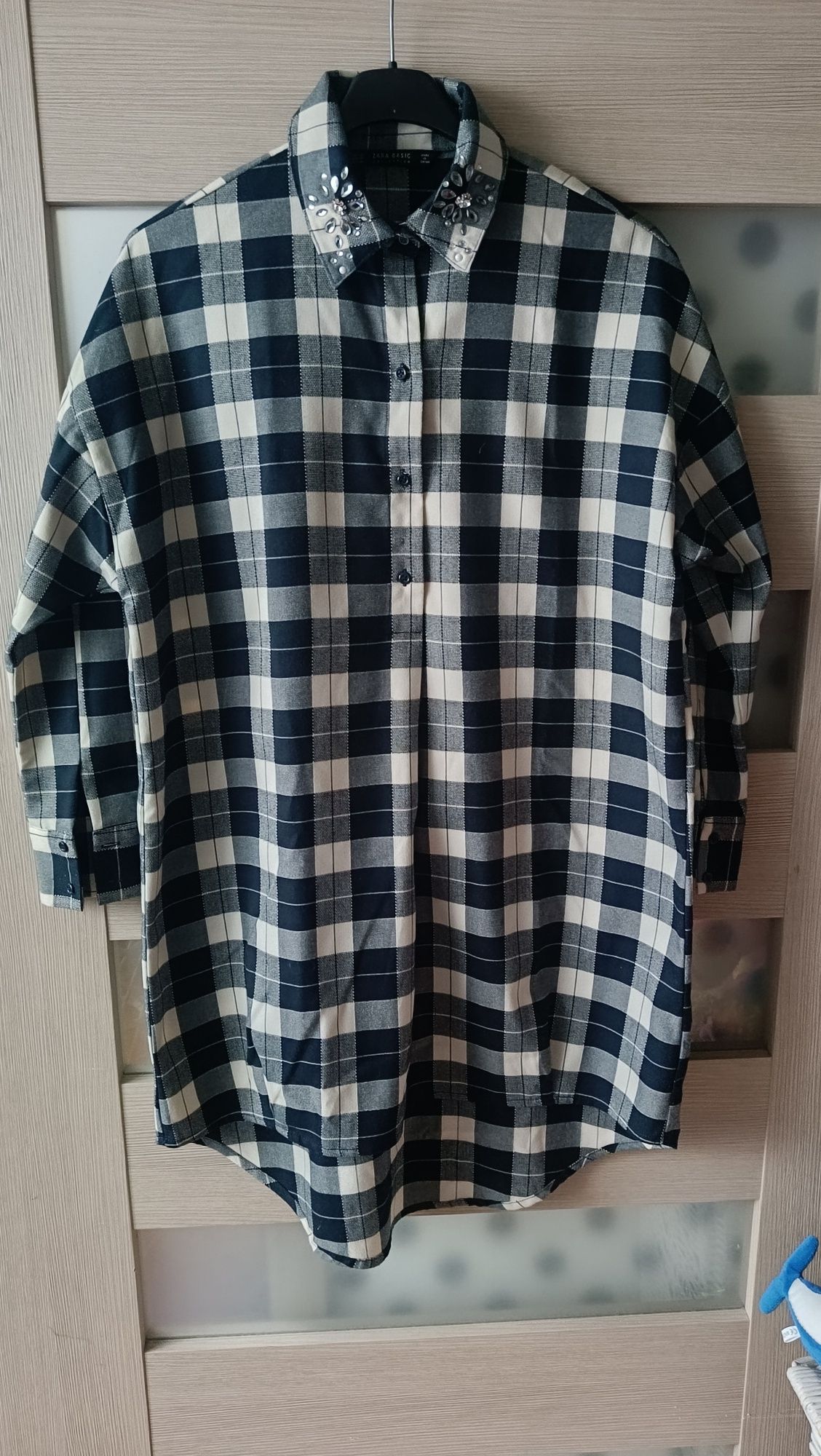 Koszula tunika damska krata Zara oversize S M 36 38