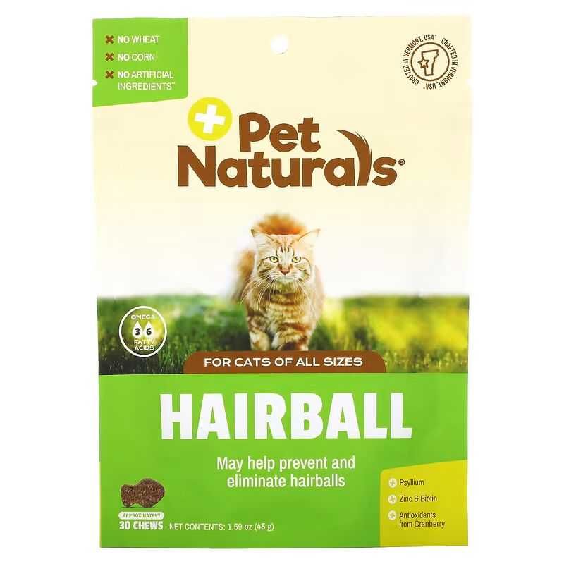 Pet Naturals of Vermont добавка для выведения комков шерсти, для кошек