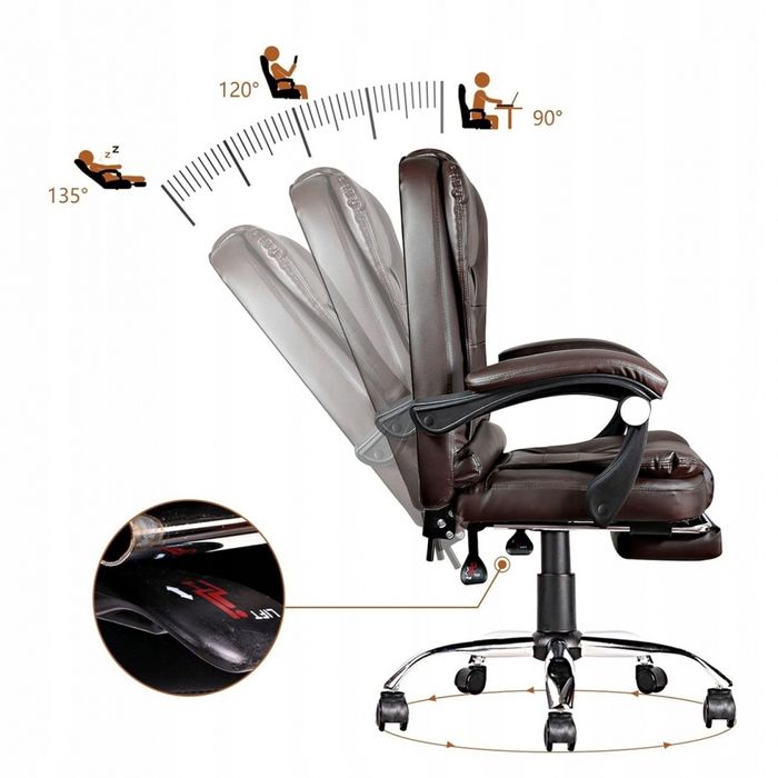 Офісне крісло Prime VIP Premium з масажною подушкою, з підніжкою