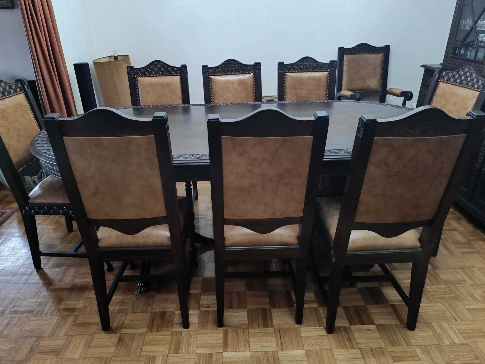 conjunto de sala de jantar madeira panga panga