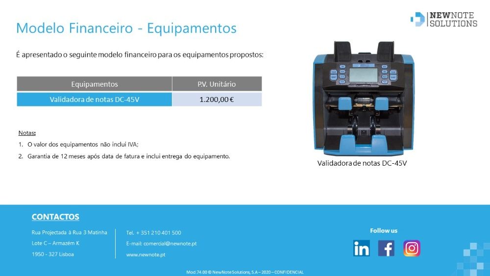 Validadora e Contadora de Notas - NewNote Solutions