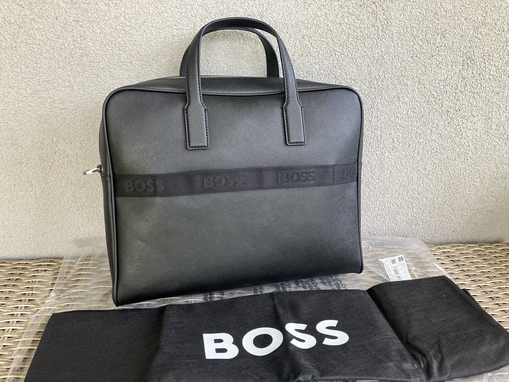 Hugo Boss luksusowa męska teczka na laptop torba skoraana Nowa