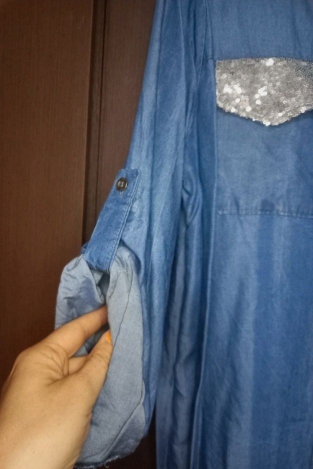 Vestido italiano de ganga fina, tamanho XL