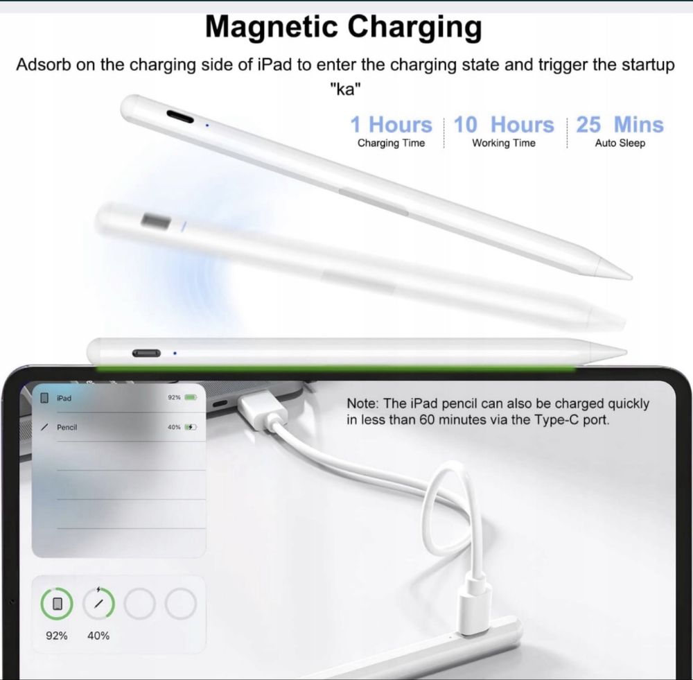 Стилус Bonzata для iPad 10/9/8/7 iPad mana 6/5 iPadAir 4/3 iPad Pro