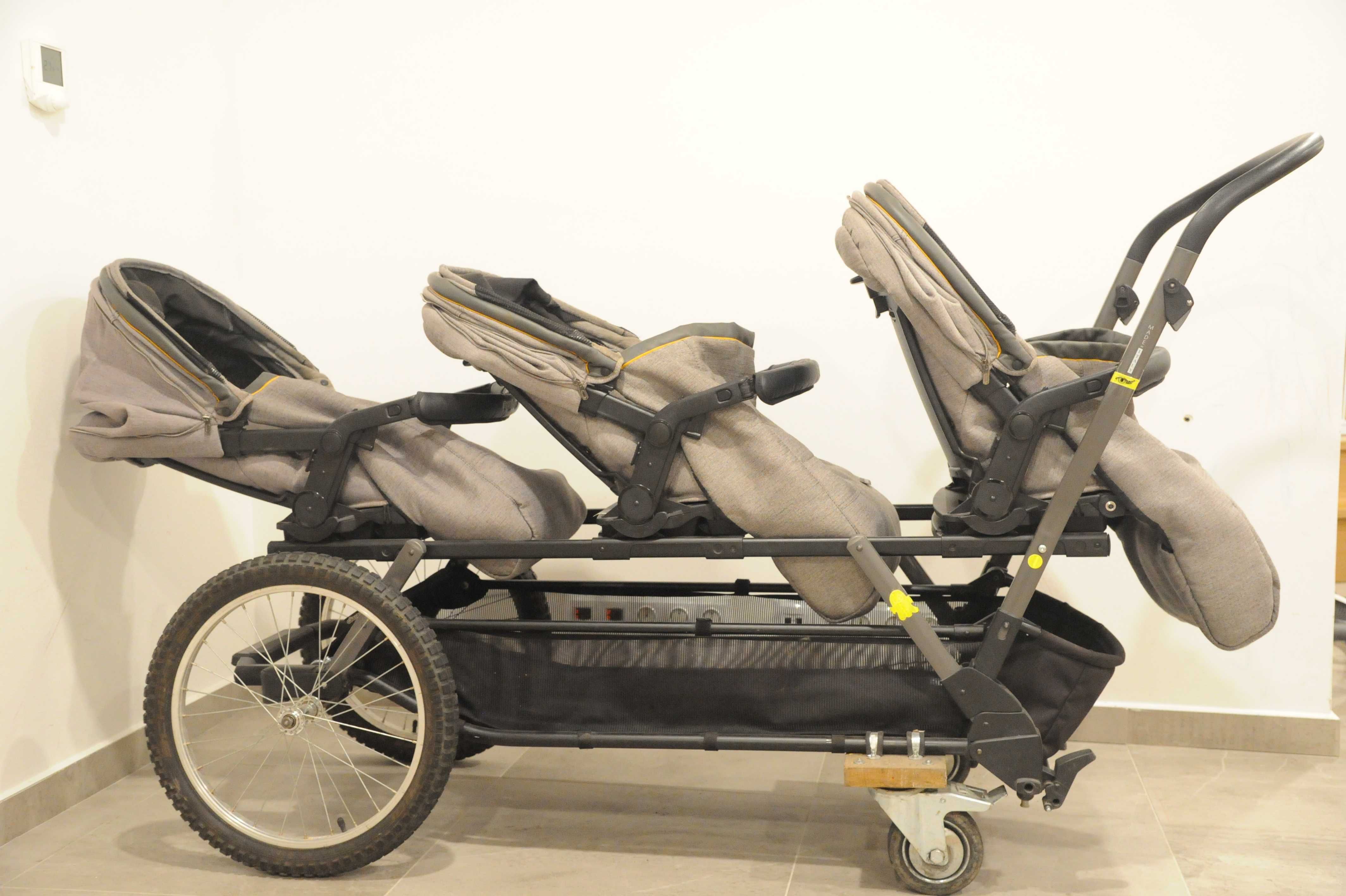 Wózek Peg Perego Triplette trojaczki dla trójki dzieci potrójny