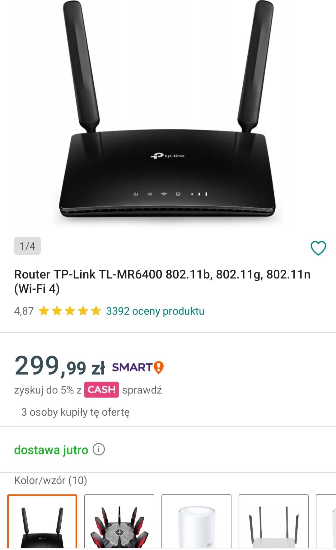 Router TP-Link TL-MR6400, 802.11b, 802.11g, 802.11n (Wi-Fi 4)