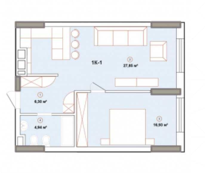 ЖК Edelweiss House 1к 56,10м² Звіринецька 70а Печерськ Липки