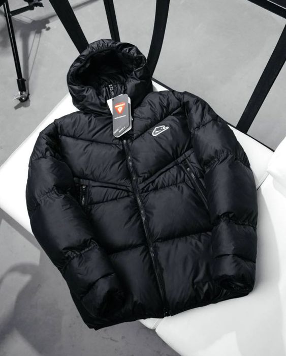 ФАВОРИТ! Куртка Nike NSW Black S M L XL пухан пуховик чорний найк