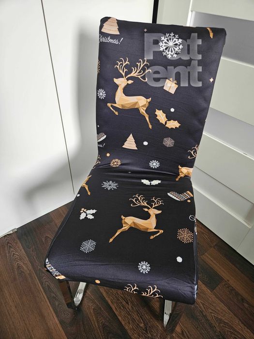 Świąteczne pokrowce na krzesła świąteczne 4 sztuki czarne święta