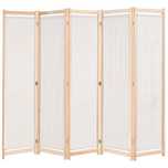 Vidaxl Parawan 5-Panelowy, Kremowy, 200 X 170 X 4 Cm, Tkanina