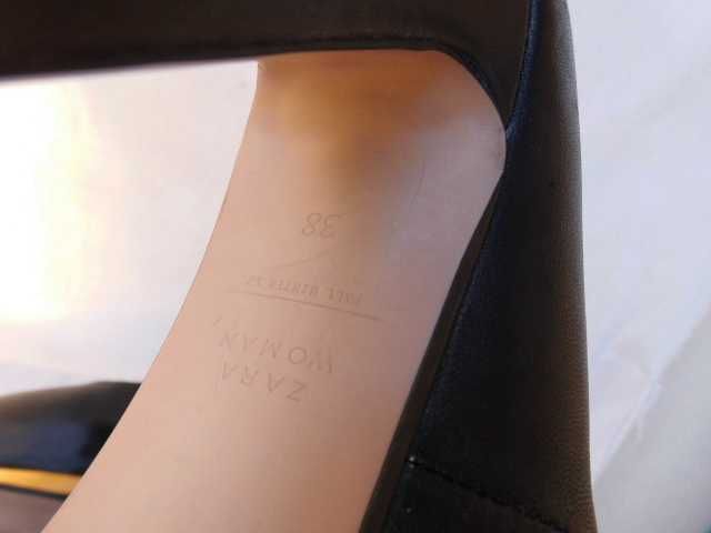 Zara Woman skórzane szpilki platforma 38 Złote