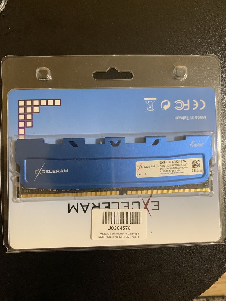 Оперативная память Exceleram ddr4 8gb 2400MHz