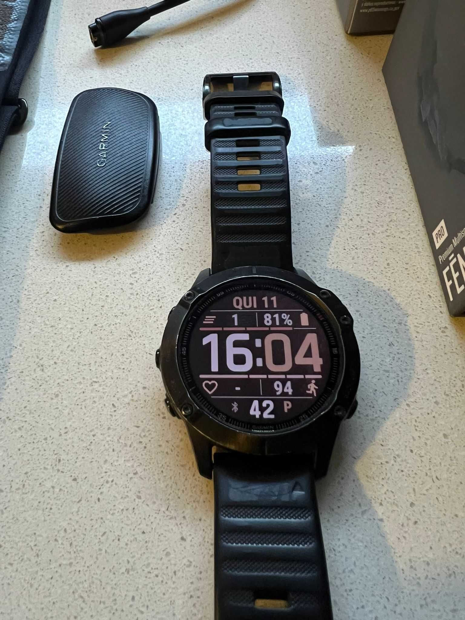 Relógio garmin fenix 6 pro + Banda cardíaca garmin HRM-DUAL