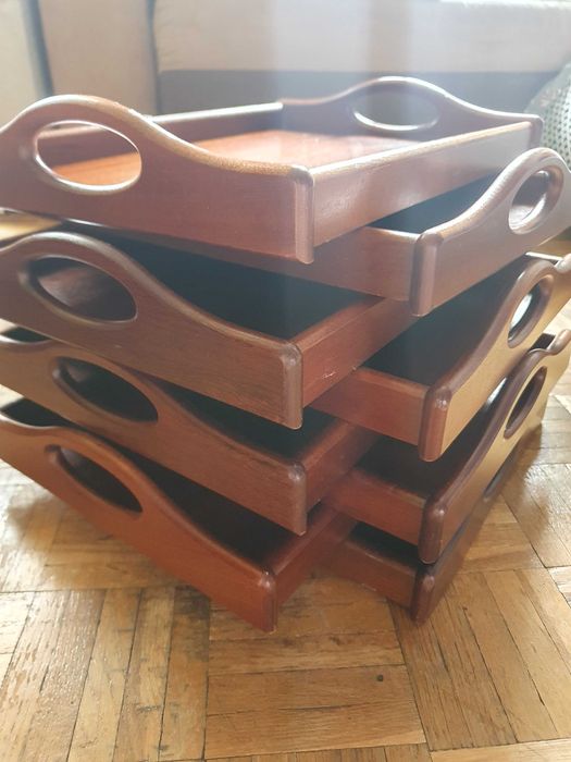 SUPER STAN Taca Butler Classic,DREWNO, mahoń, CRASTER, serwowanie,8szt