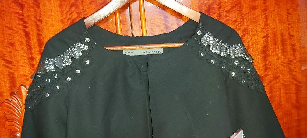 ZARA Basic Nowa Marynarka Kurtka Żakiet z haftem cekiny Rozmiar M
