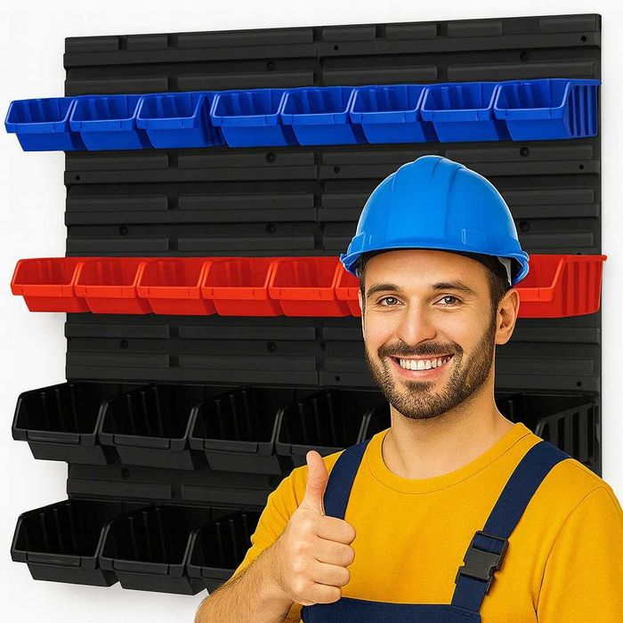 Tablica Warsztatowa Ścianka Wymiennymi Pojemnikami Segregator 78x78cm