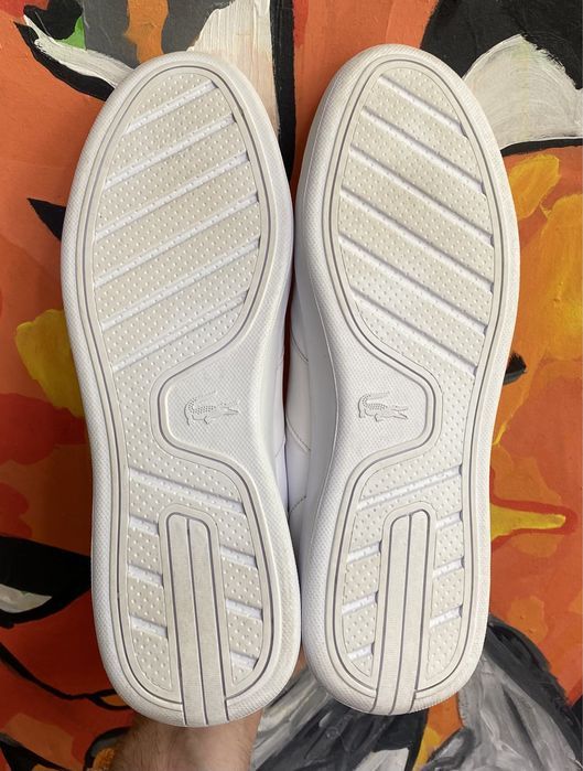Lacoste кроссовки кеды мокасины 44 размер кожаные белые оригинал