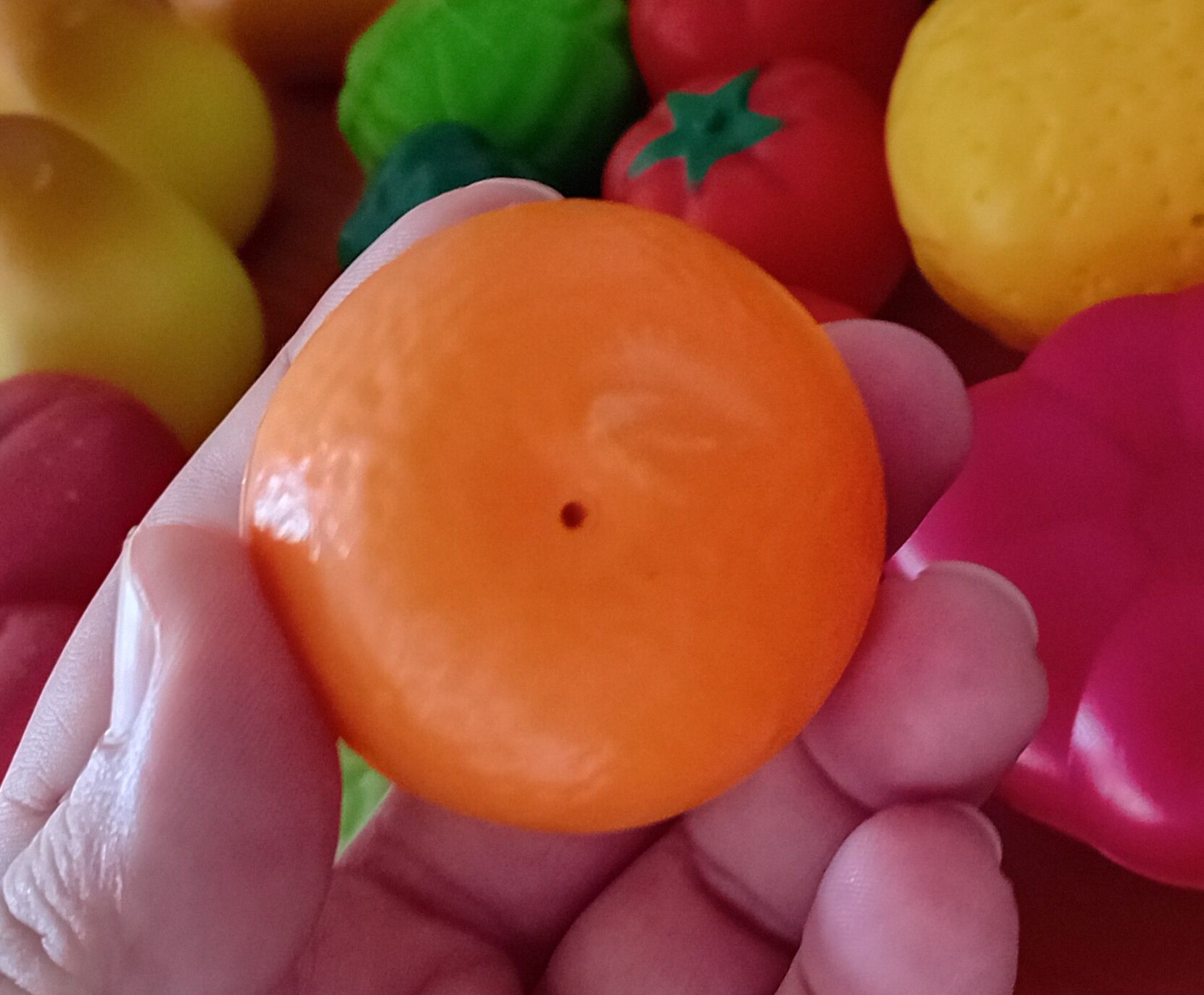 Frutas e legumes de plástico