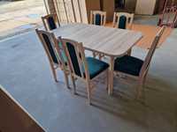 Nowe : Stół + 6 krzeseł , sonoma + zielona butelka , dostawa PL