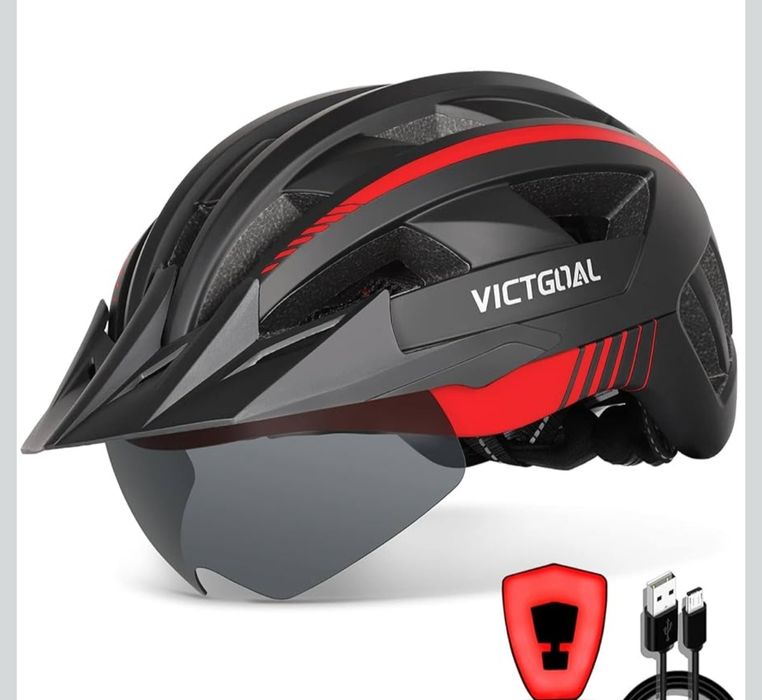 Czarno/ czerwony kask rowerowy