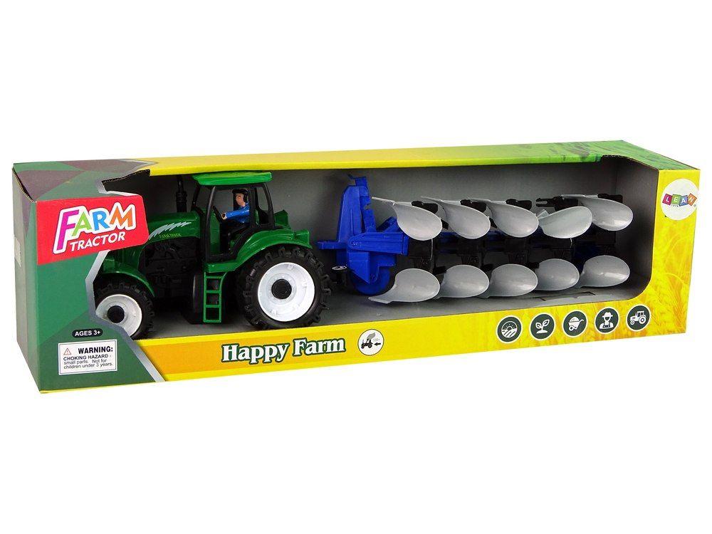 Traktor z Pługiem Plastikowy Zielony Niebieski