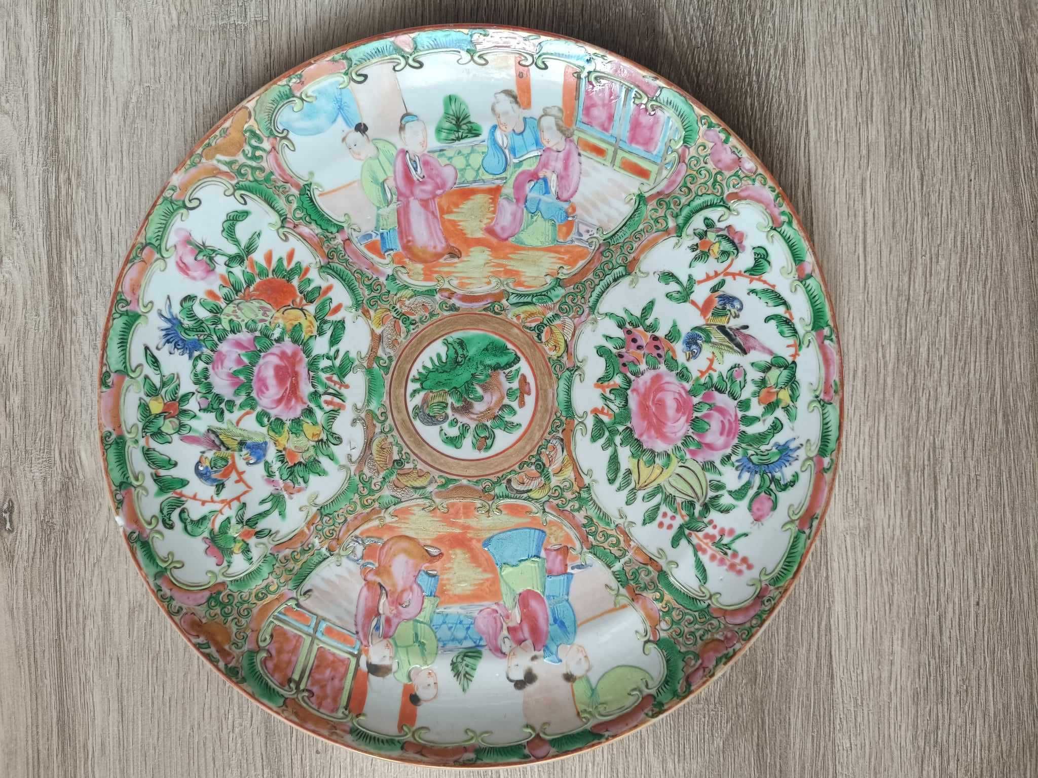 Stary talerz - Canton Famille Rose Medallion - XIX w. Chiny