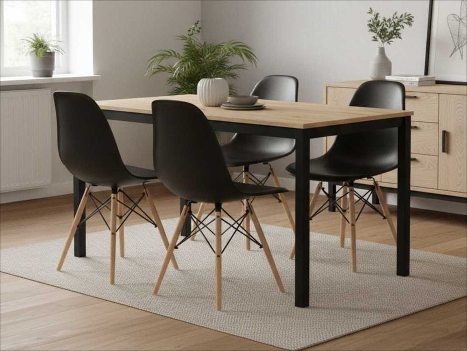 NOWY Stół z Krzesłami Drewniany do Kuchni Salonu Jadalni Stolik Loft