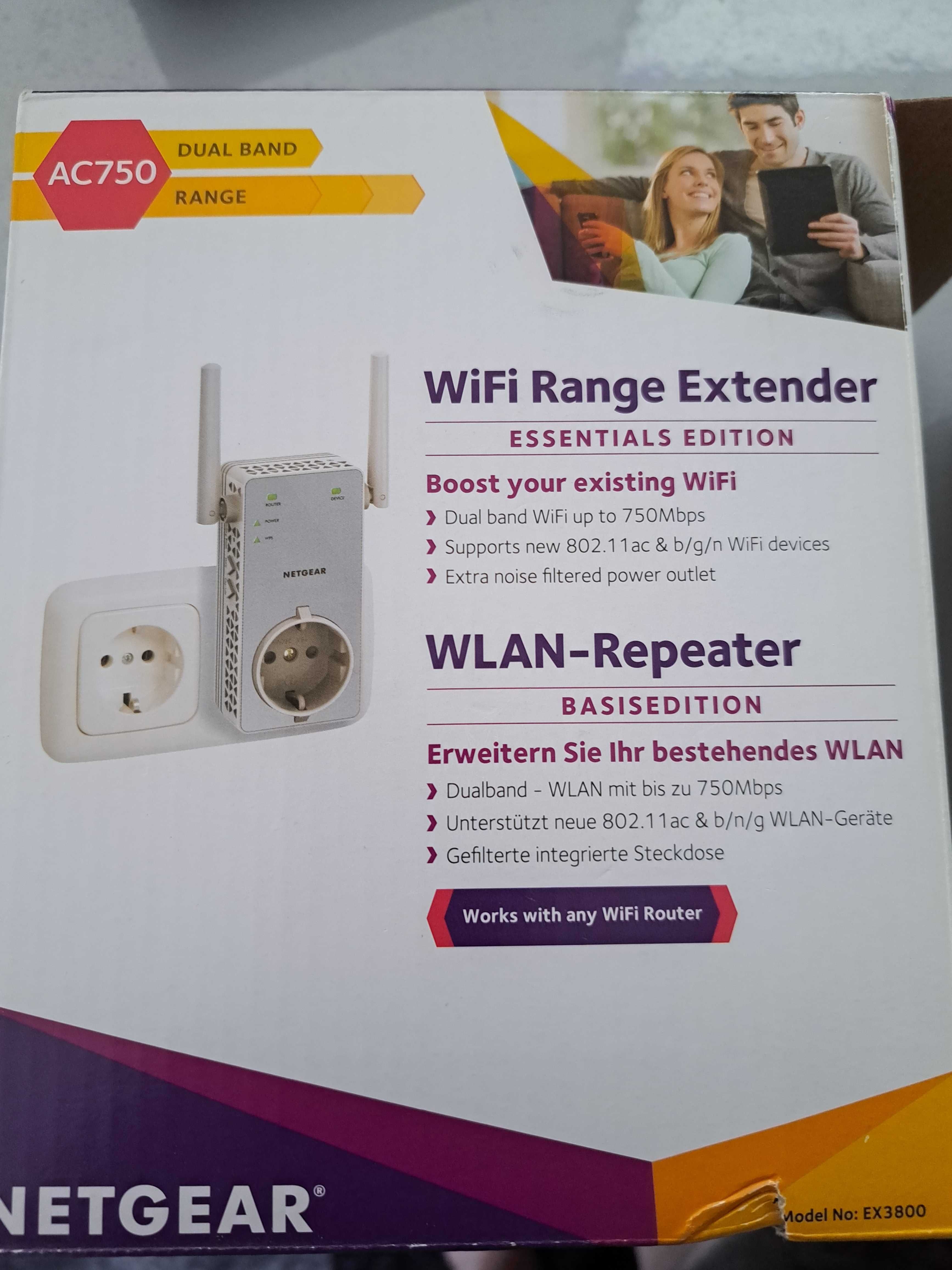 Wi-Fi Extender NETGEAR com tomada 2.4 / 5 GHz 750 Mbps