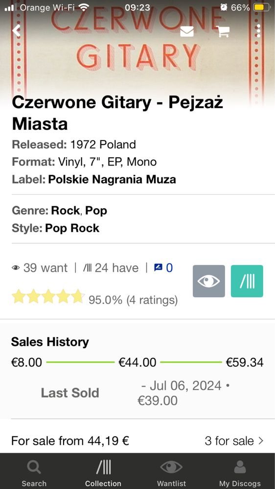 Unikat! Czerwone Gitary – Pejzaż miasta - N 0694 MUZA 1972 EP 7'