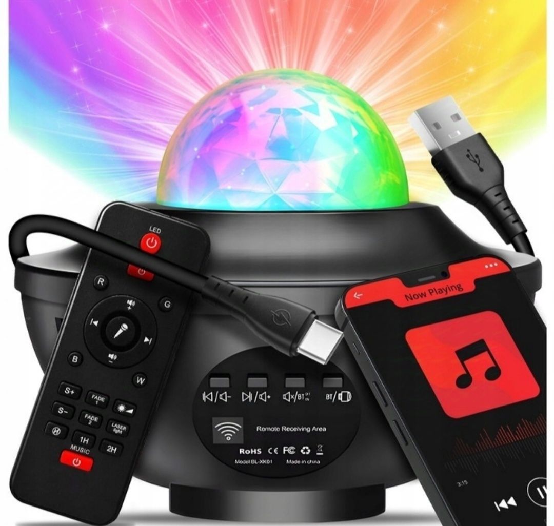 PROJEKTOR GWIAZD Dzieci Rzutnik Nieba Lampka Nocna Głośnik BLUETOOTH