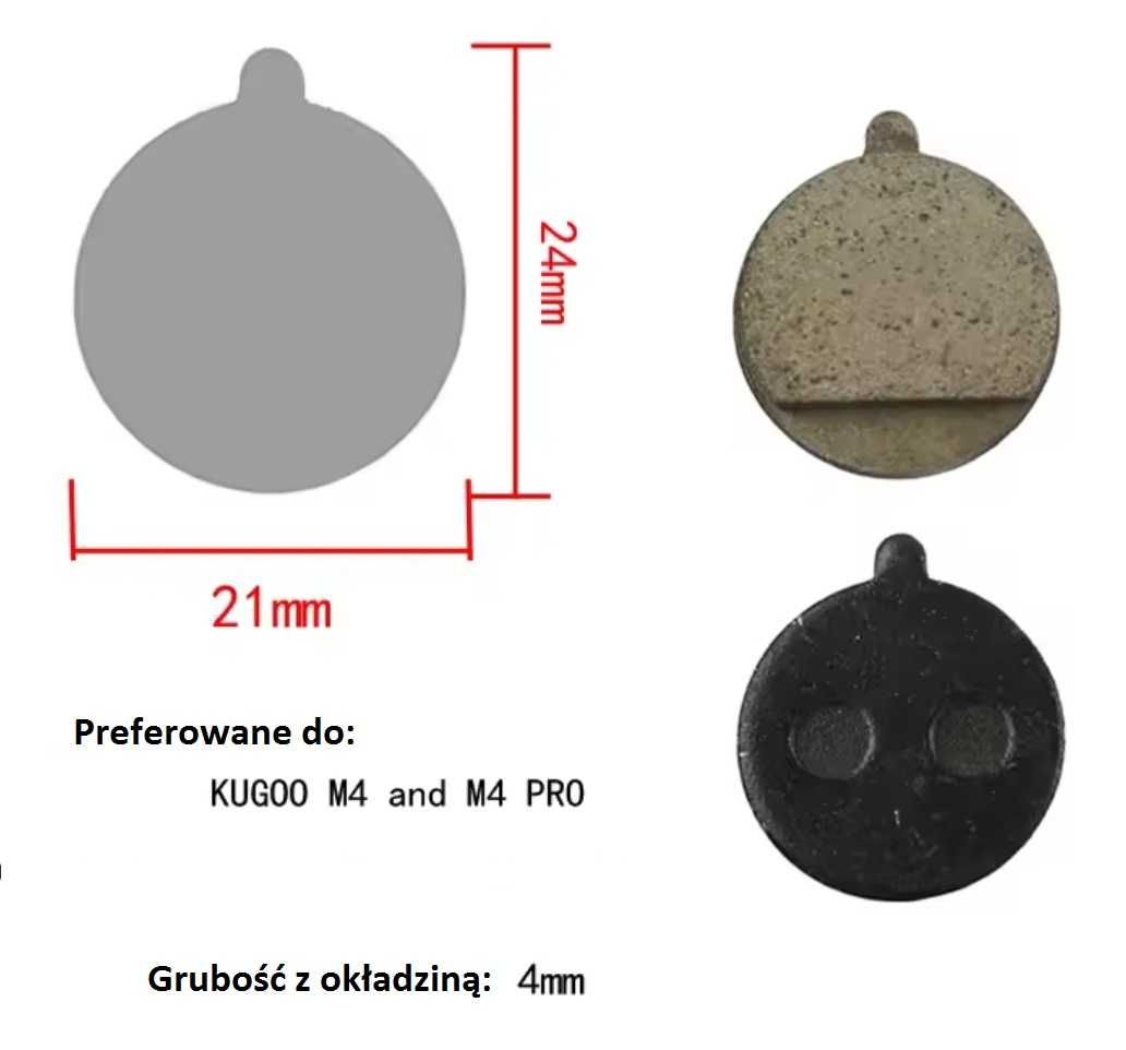 Klocki hamulcowe 24x21 żywiczne 2szt. Kugoo M4, M4PRO, Kukirin,Ninebot