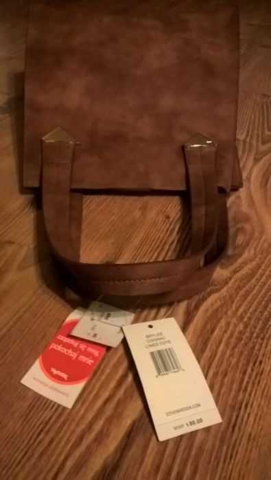 Oryginalna, skórzana torebka damska Steve Madden Brylee Cognac