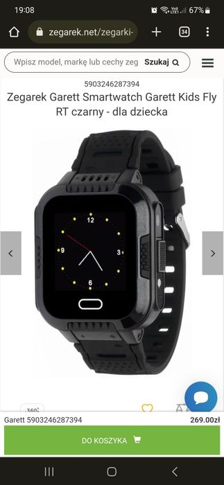 Zegarek Garett kids fly czarny z funkcją dzwonienia telefon